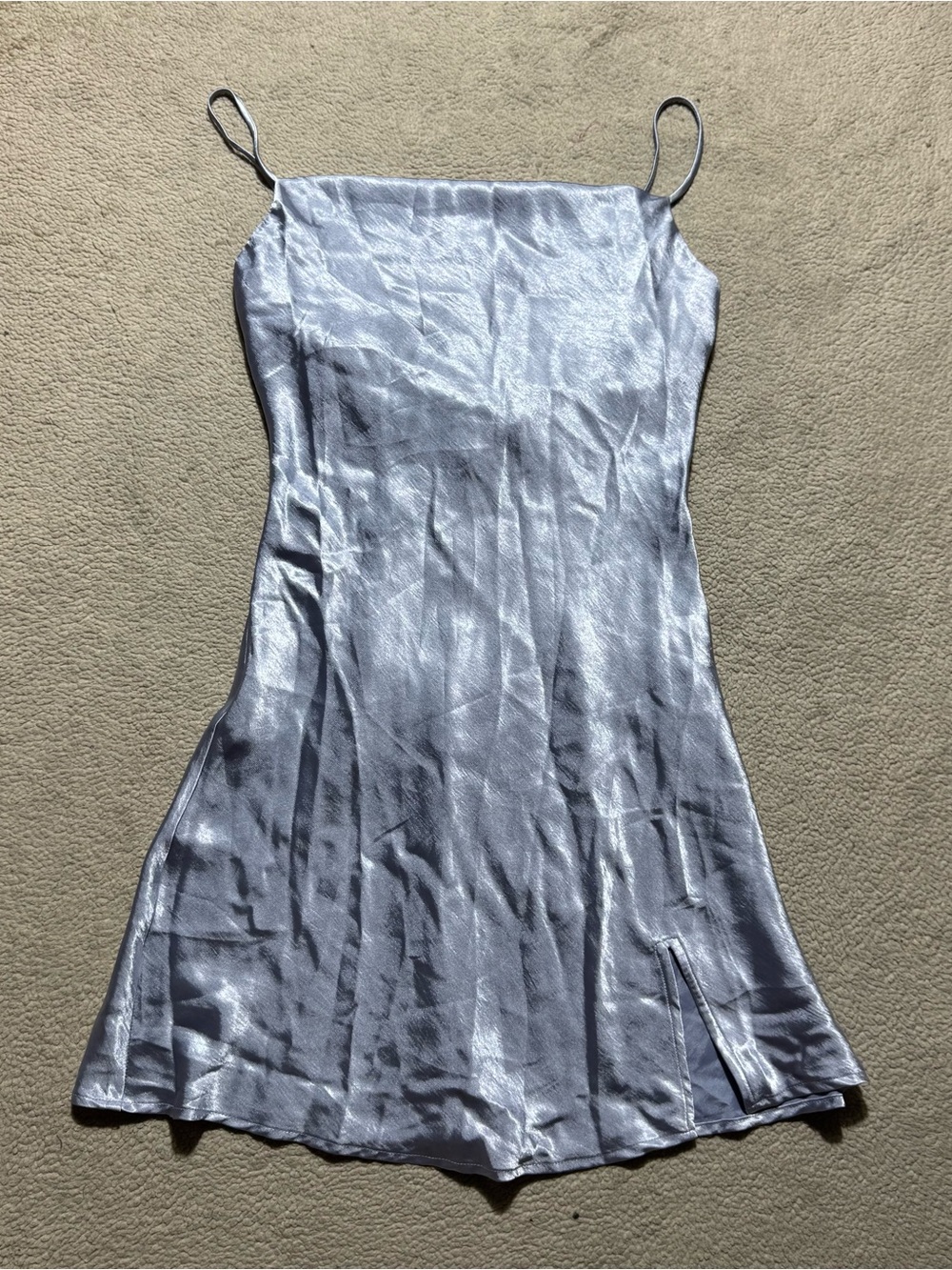 Fashion Nova Dress Womens Medium Blue Satin Casual Clinks Mini Pullover NEW